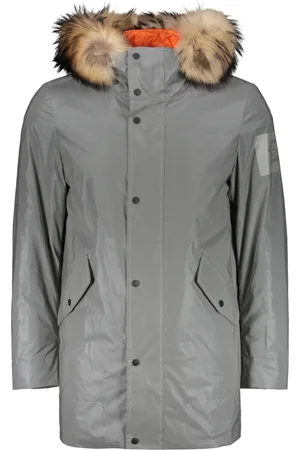 Paul & Shark Parkas, male, , Size: M Reflective Hooded Parka with Bear Fur