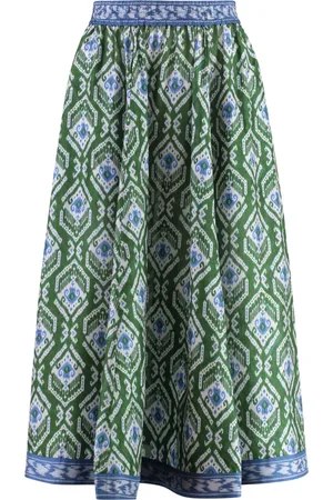 ZIMMERMANN Midi Skirts, female, , Size: L Printed Silk Elastic Waistband Skirt