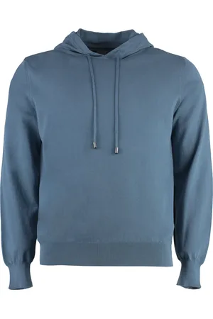 CANALI Hoodies, male, , Size: L Cotton Knitted Hoodie with Ribbed Details