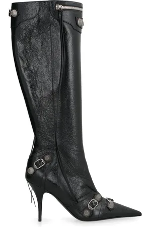 Balenciaga Heeled Boots, female, , Size: 7 US Studded Leather Pointy-Toe Boots