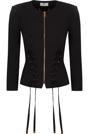 Elisabetta Franchi Light Jackets, female, , Size: XS Adjustable Straps Full Zip Jacket