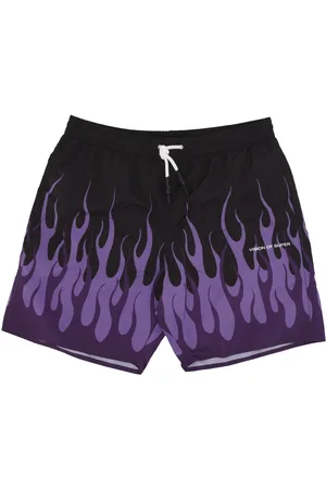 Vision Of Super Beachwear, male, , Size: L Flames Swim Shorts /Purple