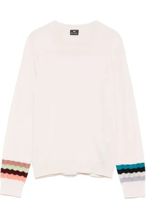 Paul Smith Round-neck Knitwear, female, , Size: M Crew Neck Sweater with Ribbed Trim