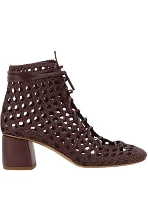 FORTE FORTE Heeled Boots, female, , Size: 10 US Mesh Design Leather Ankle Boots