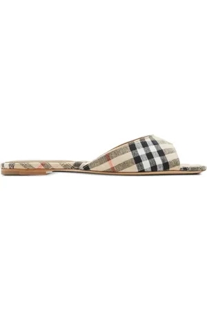 Burberry Sliders, female, , Size: 6 US Vintage Check Pattern Flat Sole Sandals