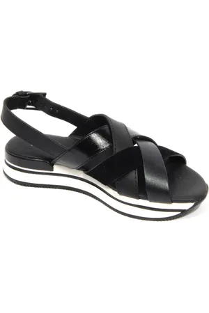 Hogan Flat Sandals, female, , Size: 8 US Crossed Straps Sandal Made in Italy