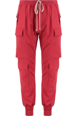 Rick Owens Sweatpants, male, , Size: S Cotton Track-Pants with Ribbed Cuffs