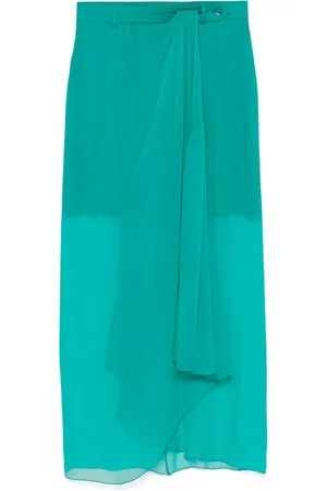 Alberta Ferretti Maxi Skirts, female, , Size: L Teal Side Button Skirt