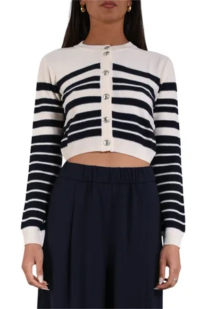 Patrizia Pepe Cardigans, female, , Size: M Striped Cardigan with Round Neck