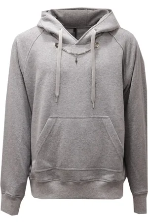Neil Barrett Hoodies, male, , Size: L Grey Hooded Sweater with Removable Chain