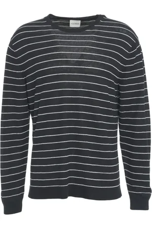 Closed Round-neck Knitwear, male, , Size: XL Striped Knit Crew Neck Sweater