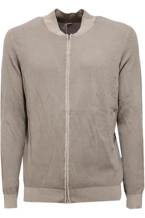 ELEVENTY Zip-throughs, male, , Size: XL Dove Grey Cotton Cardigan Full Zip