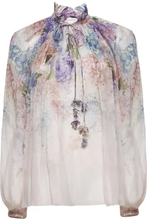 ZIMMERMANN Blouses, female, , Size: S Hydrangea Print Ruffled Blouse