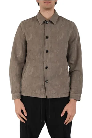Dondup Light Jackets, male, , Size: L Camo Cotton Overshirt with Button Closure