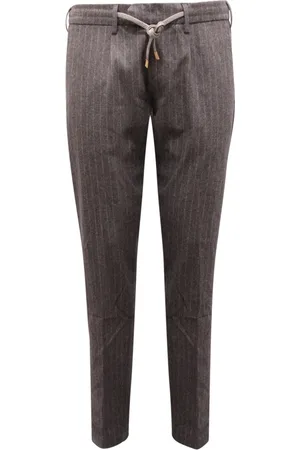 ELEVENTY Slim-fit Trousers, male, , Size: W32 Wool trousers in grey-beige stripes