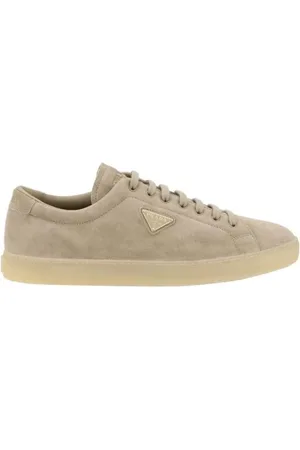Prada Sneakers, male, , Size: 7 US Luxury Suede Sneakers with Logo Plaque