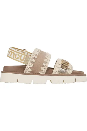 Mou Flat Sandals, female, , Size: 8 US Metallic Leather Sandals for Women