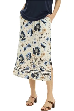 In Front Midi Skirts, female, , Size: S Nature Print Skirt with Elastic Waist
