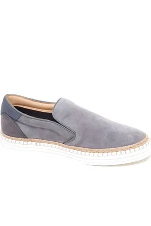 Hogan Loafers, male, , Size: 7 US Grey Suede Slip-On Shoe