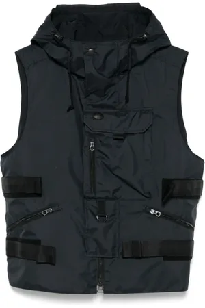 JUNYA WATANABE Vests, male, , Size: L Blue Hooded Outwear with Multiple Pockets
