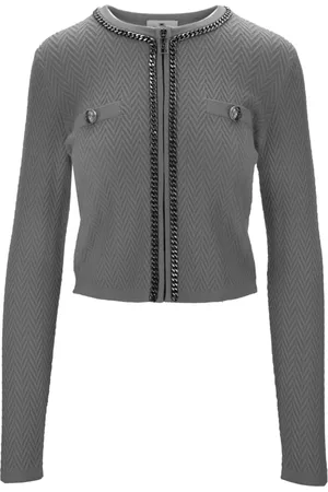 Elisabetta Franchi Cardigans, female, , Size: S Silver Chain Zip Cardigan