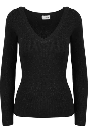 P.A.R.O.S.H. V-neck Knitwear, female, , Size: L Ribbed Knit Wool Lurex Sweater