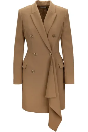 Elisabetta Franchi Double-Breasted Coats, female, , Size: M Short Double-Breasted Dress with Logo Buttons