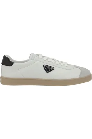 Prada Sneakers, male, , Size: 7 US Suede Toe Leather Sneakers with Logo