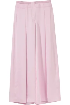 GENNY Wide Trousers, female, , Size: S Satin Palazzo Pants with Double Belt