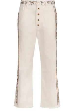 Paco rabanne Cropped Jeans, female, , Size: W28 Flared Jeans with Rhinestone Details