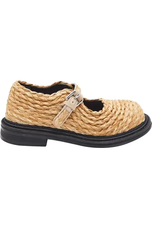 Moschino Flats, female, , Size: 9 US Handwoven Raffia Round Toe Sandals