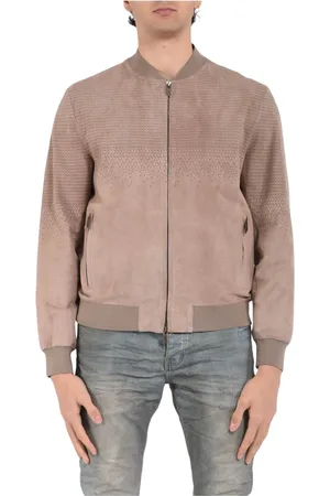 SALVATORE SANTORO Bomber Jackets, male, , Size: 3XL Perforated suede bomber jacket