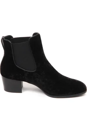 Hogan Heeled Boots, female, , Size: 5 US Velvet ankle boot with elastic piping