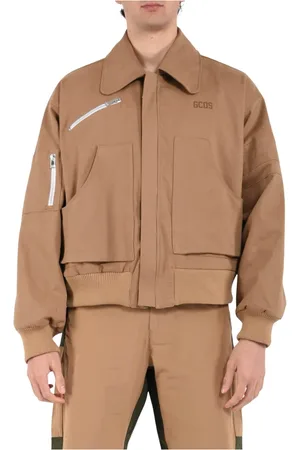 GCDS Light Jackets, male, , Size: M Cotton Bomber Jacket with Zip Closure