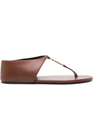 Saint Laurent Flat Sandals, female, , Size: 9 US Logo Plaque Sandals Women Italy