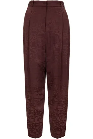 Elisabetta Franchi Tapered Trousers, female, , Size: M High-waisted Zipper Pants with Brand Detail