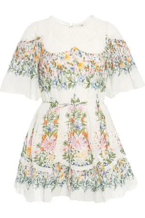 Farm Rio Summer Dresses, female, , Size: XS White Floral Mini Dress with Belt