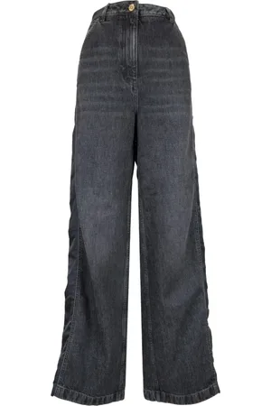 Elisabetta Franchi Wide Jeans, female, , Size: W28 Wide Leg Jeans with Side Pockets