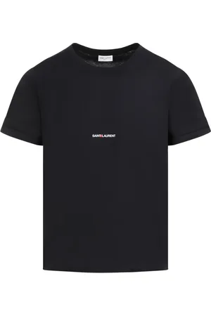 Saint Laurent T-Shirts, male, , Size: M Cotton T-Shirt with White Logo
