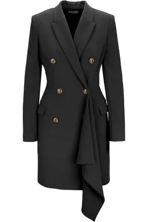 Elisabetta Franchi Double-Breasted Coats, female, , Size: L Short Double-Breasted Dress with Logo Buttons