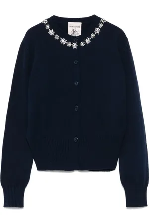SEMICOUTURE Cardigans, female, , Size: S Navy Crew Neck Sweater