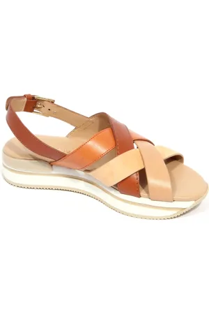 Hogan Flat Sandals, female, , Size: 6 1/2 US Crossed Straps Sandal Made in Italy