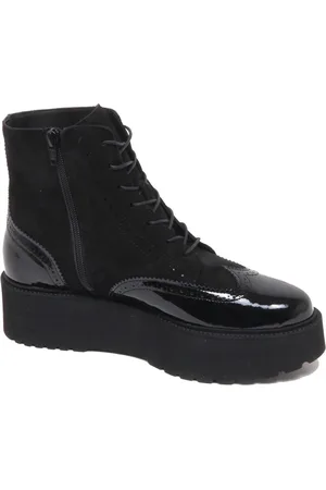 Hogan Lace-up Boots, female, , Size: 9 US Anfibio Urban Ankle Boot Patent/Suede Shoe