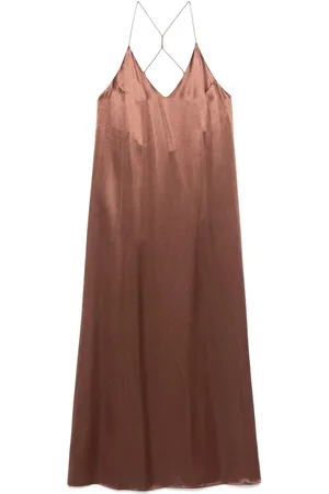 THE NINA STUDIO Maxi Dresses, female, , Size: S Chocolate Spaghetti Straps V-Neck Dress