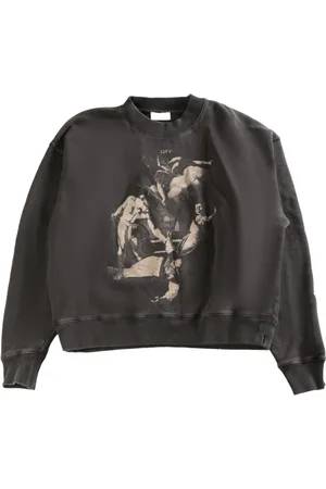 OFF-WHITE Sweatshirts, male, , Size: L Crew Neck Sweater with Photograph Print