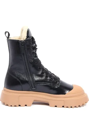 Hogan Lace-up Boots, female, , Size: 8 1/2 US Eco-Fur Ankle Boots with Rubber Toe