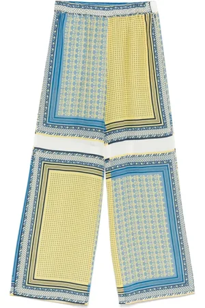 ANTONELLI Wide Trousers, female, , Size: L Jasmine Yellow Graphic Print Pants