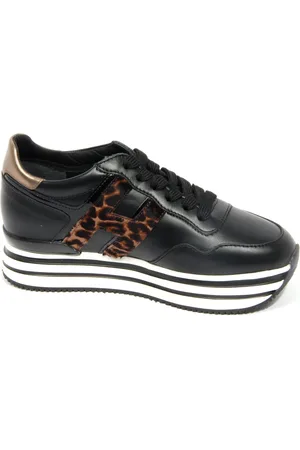 Hogan Sneakers, female, , Size: 5 1/2 US Midi Platform Lace-Up Shoes with Cavallino Inserts