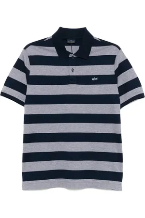Paul & Shark Polo Shirts, male, , Size: L Grey Button-Up Sweater with Logo Patch