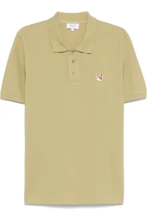 Maison Kitsuné Polo Shirts, male, , Size: 2XL Avocado Ribbed Cuffs Short Sleeve Sweater